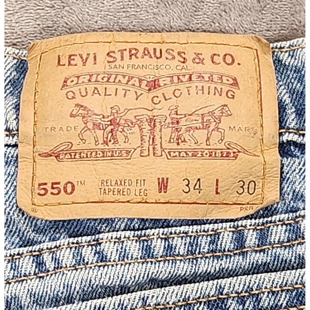 Levis 550 Jeans Mens 34x30 Blue Relaxed Fit Tapered Leg Vintage 90s Made In USA - Picture 8 of 10